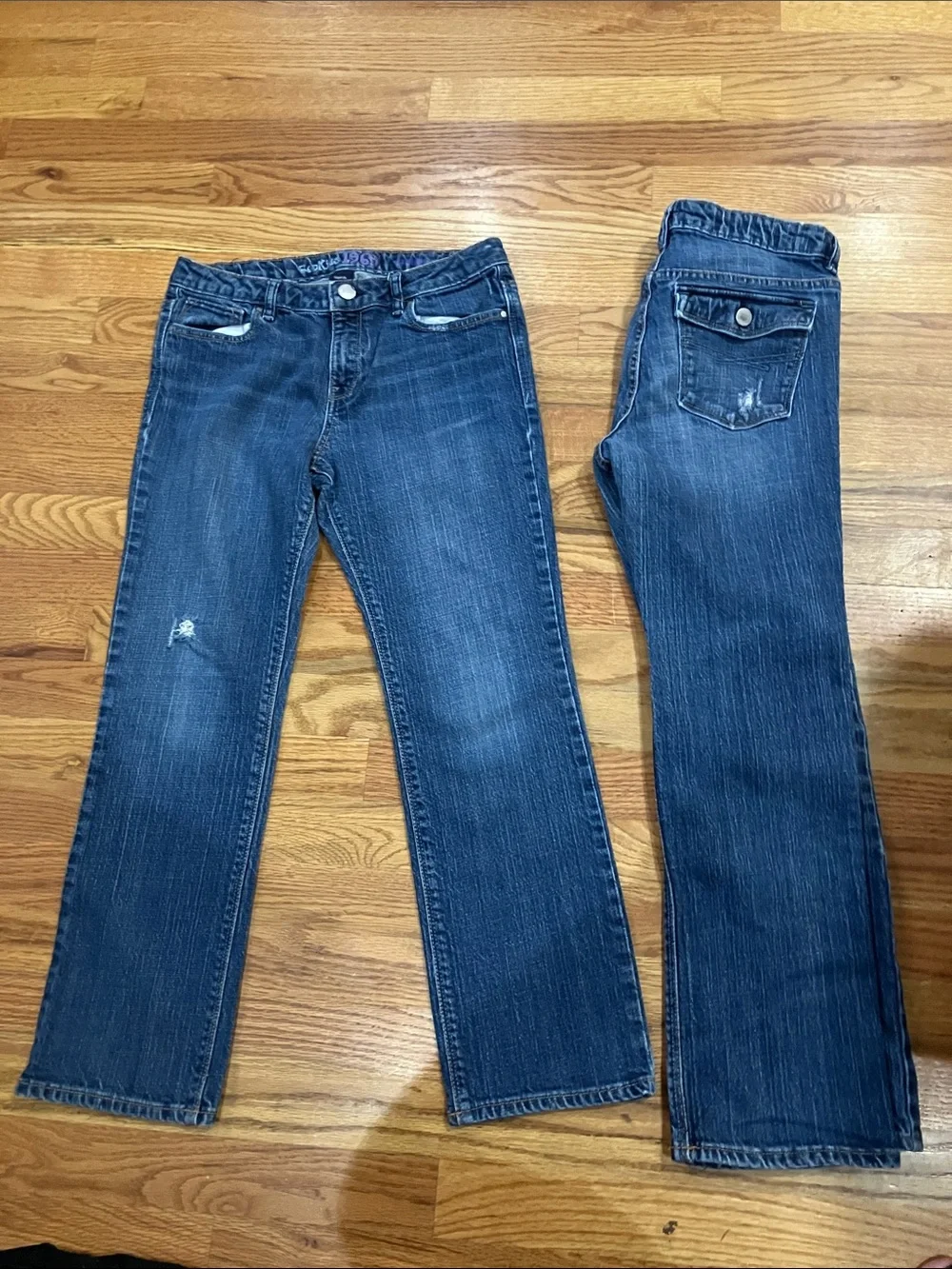 GAP Girls Blue Denim Distressed Jeans Sz 12 Plus Adjustable Waist EUC 2 Pairs